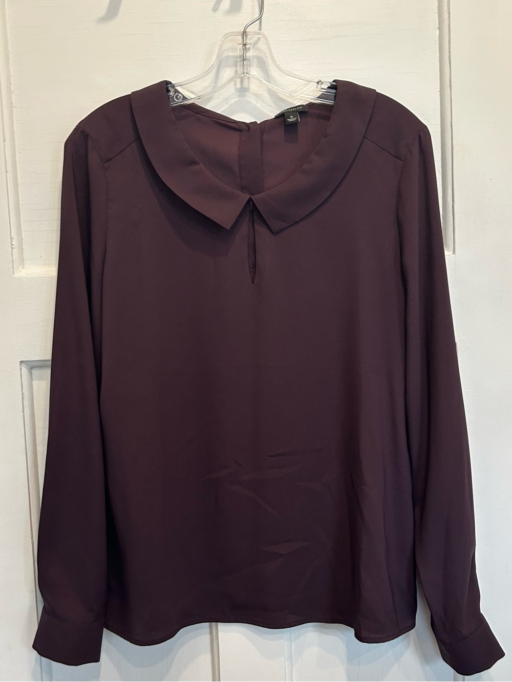Ann Taylor Purple Peter Pan Collar Long Sleeve Blouse